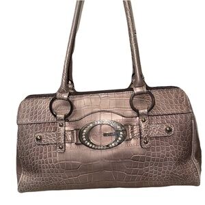 Shimmering GUESS Croc-Embossed Shoulder Bag